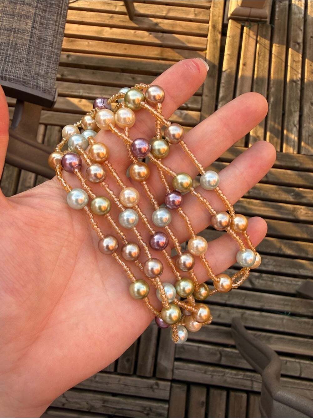 Vtg Joan Rivers Multicolor Pearl Bead Double Strand Necklace - Picture 2 of 5